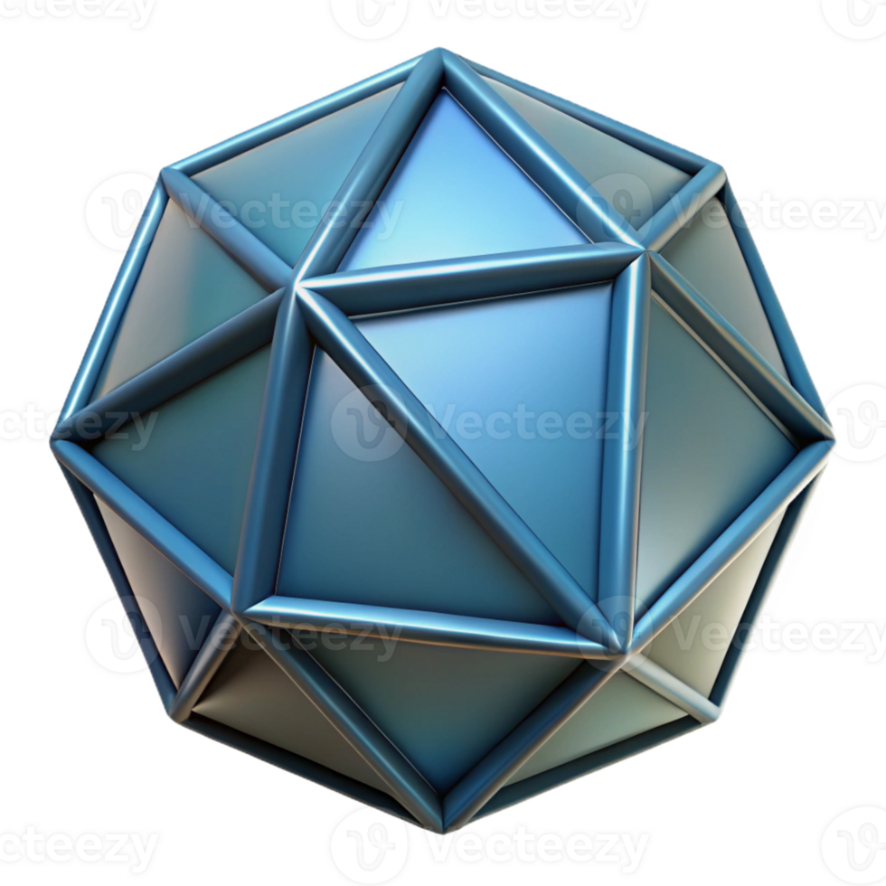standout contemporary Geometric drawing of an icosahedron. Crisp edges, scalable design masterfully captured png