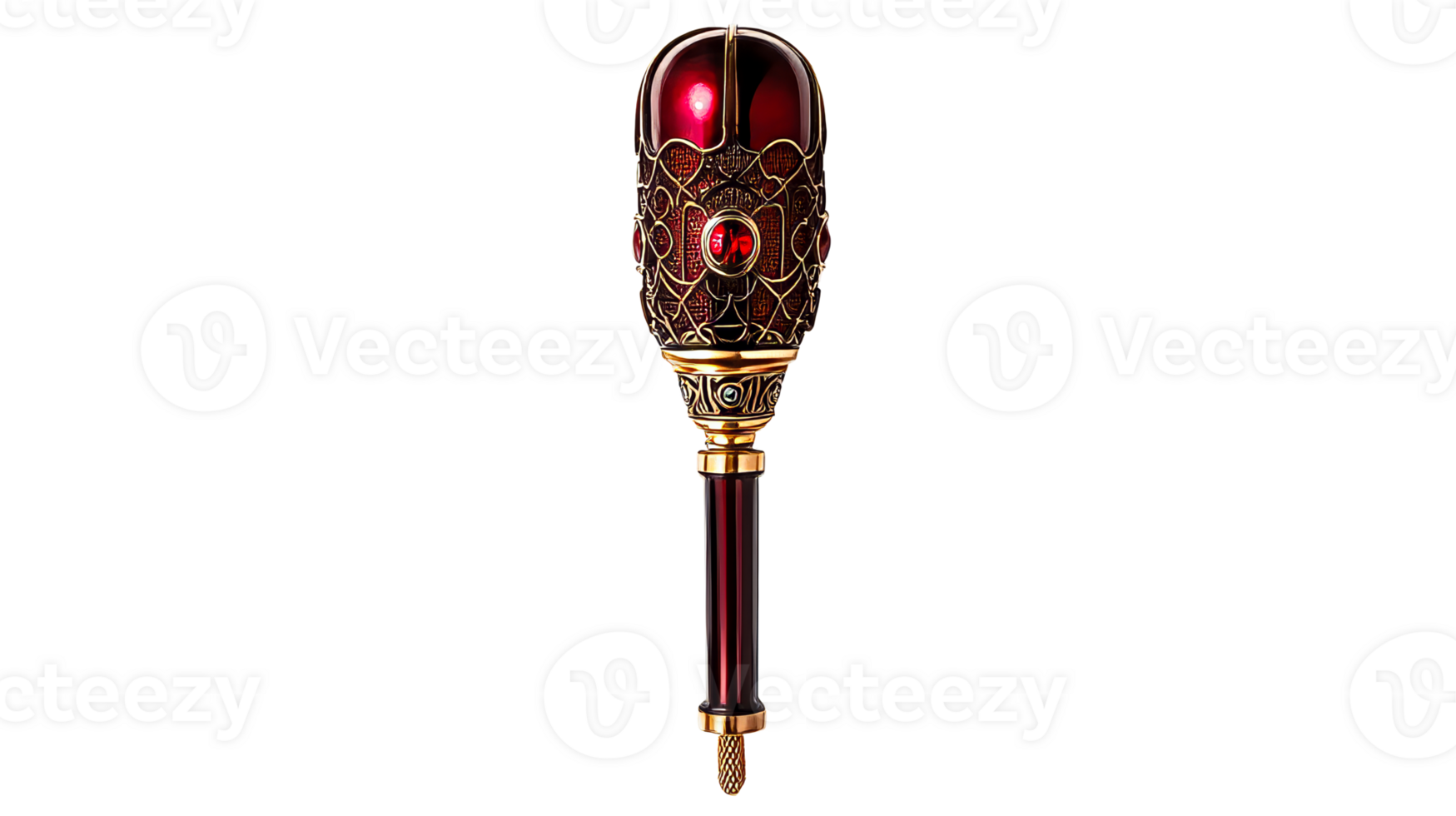 Decorative scepter with ornate design and jewels png
