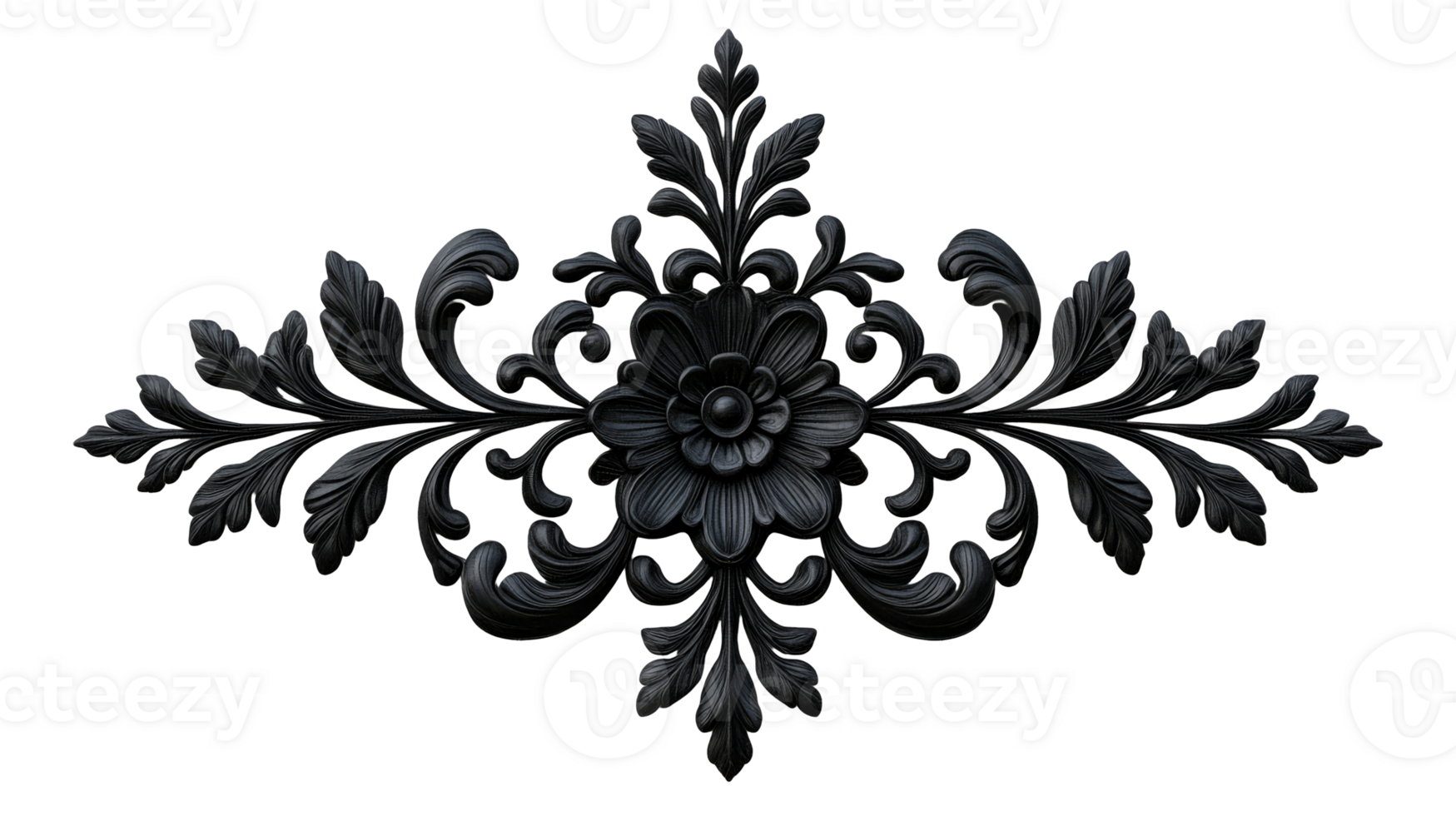Intricate black floral design png