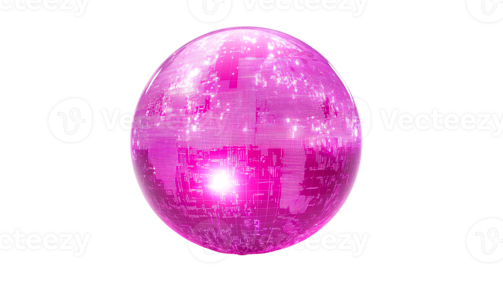 Glowing transparent sphere with digital patterns png