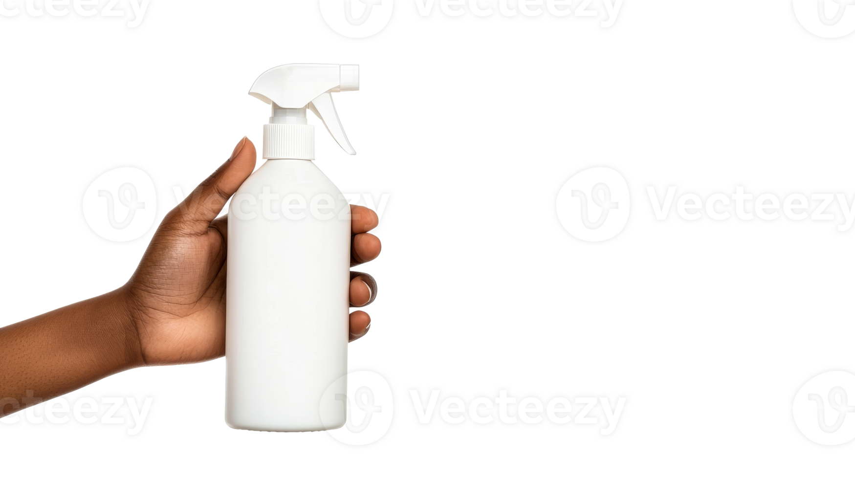 Holding a spray bottle with a white surface finish png