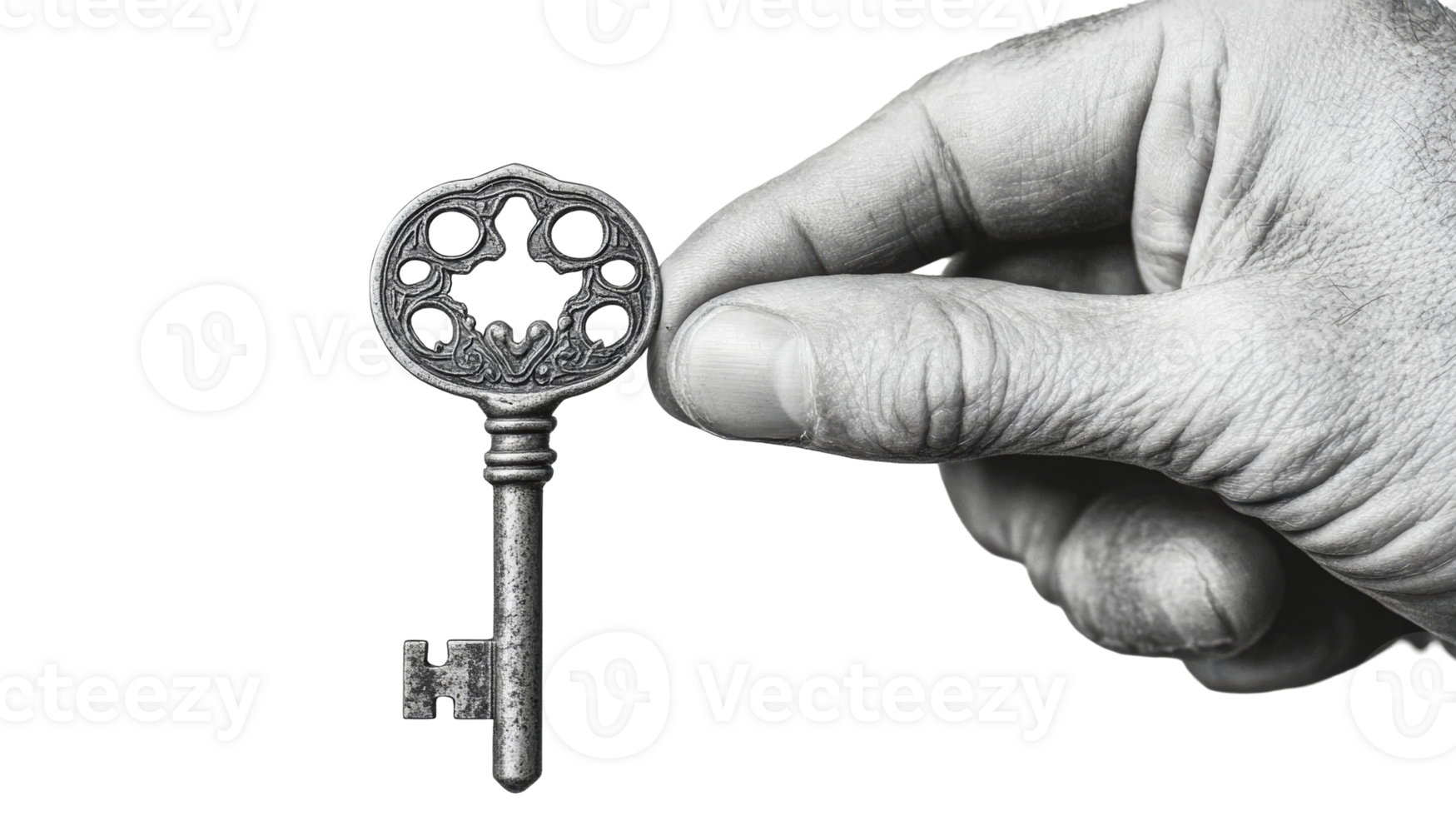 Holding an antique key in a hand png