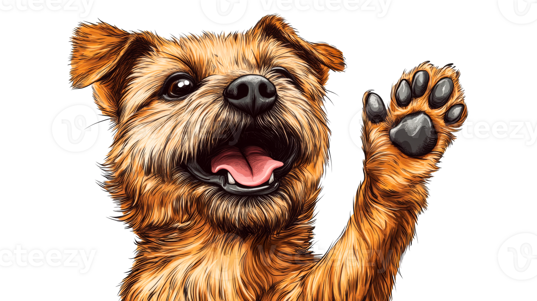Happy dog waving with a joyful expression png
