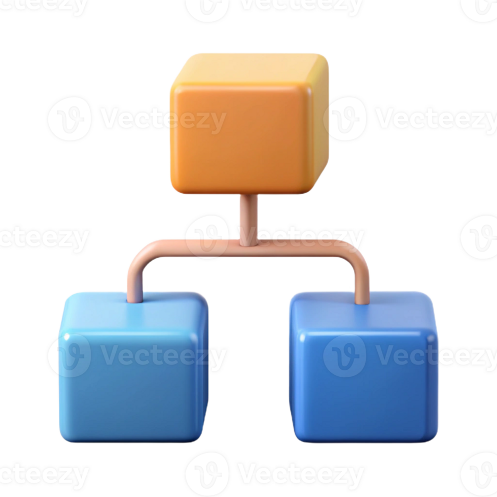 signature mid-century Flowchart with three connected boxes. Crisp edges, solid colors, with Scalable Design. fine detail png