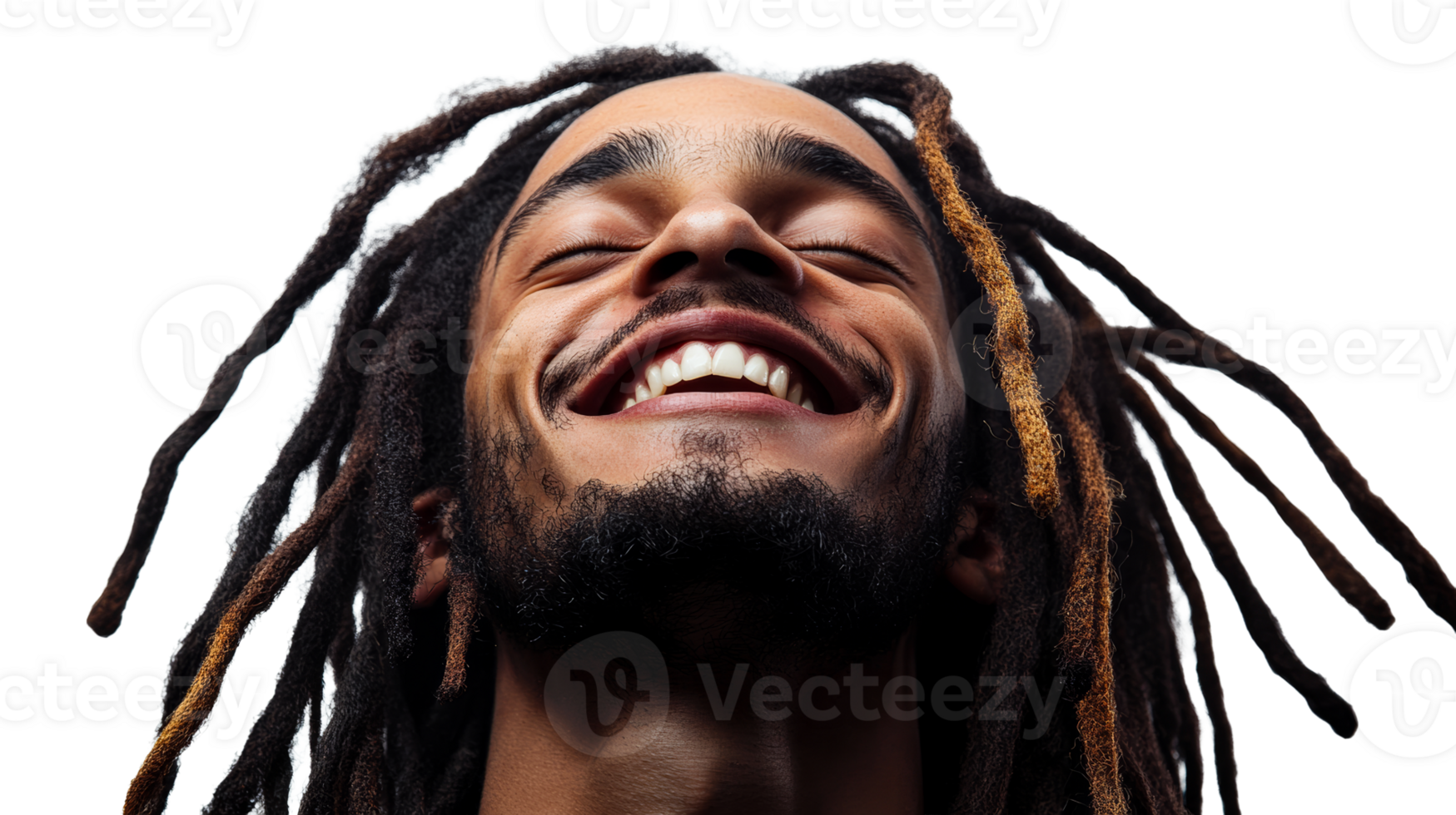 Joyful man with dreadlocks expressing happiness png