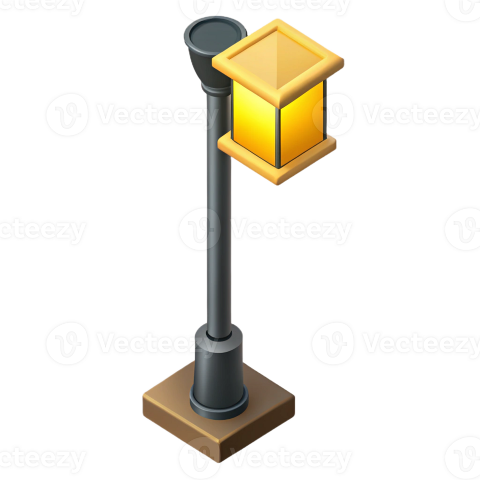 pristine unparalleled Isometric street light, single-weight stroke, clean lines, with Scalable Design. png
