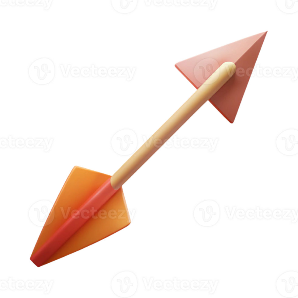 intense alluring Geometric, flat color illustration of an arrow. Crisp edges, minimal with Scalable Design. artisan png
