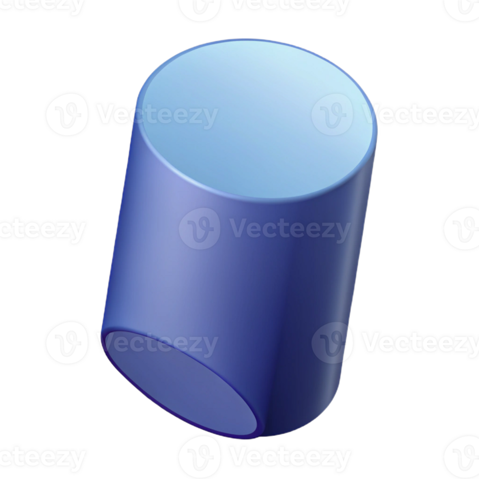 peaceful immaculate Isometric drawing of a cylinder. Crisp edges, flat color, with Scalable Design. refined png