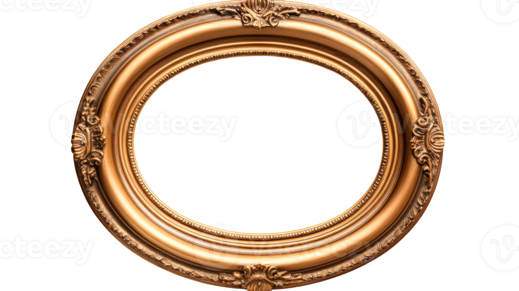 Elegant golden oval frame ready for display png