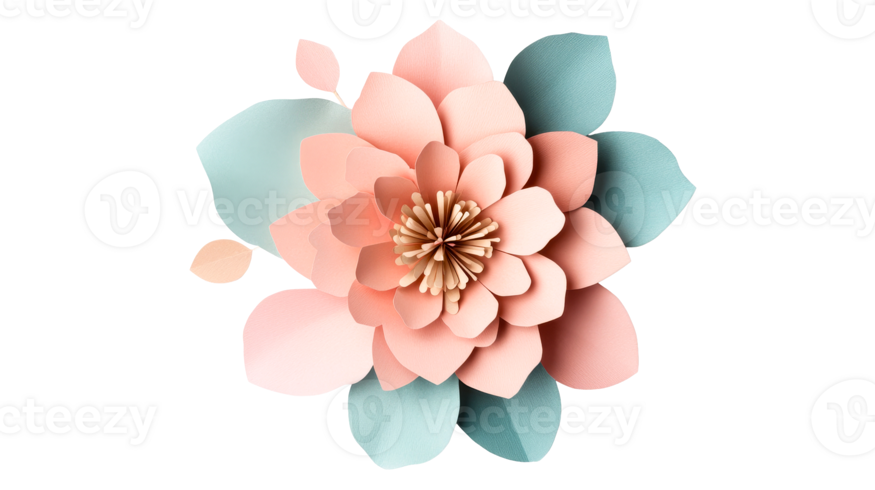 Beautiful paper flower decoration in pastel colors png