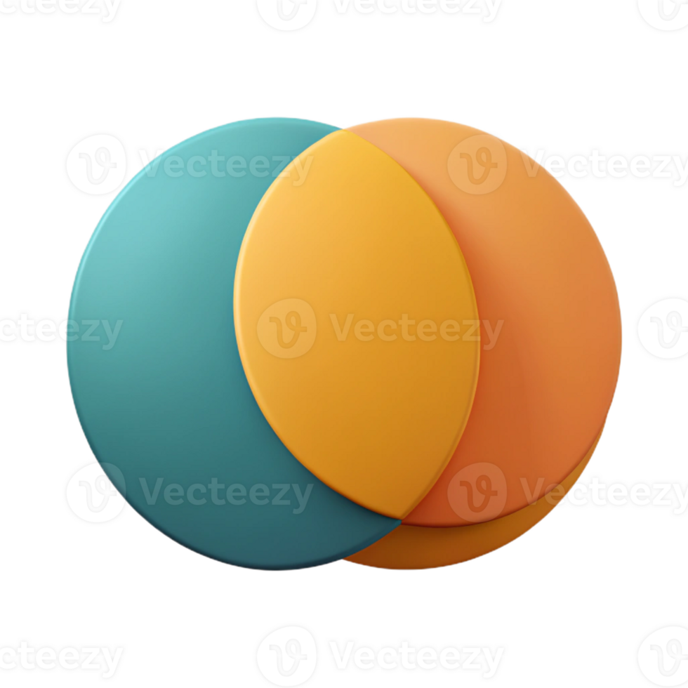 mesmerizing organic Venn diagram with two overlapping circles. Minimal design, flat color with Scalable Design. genuine png