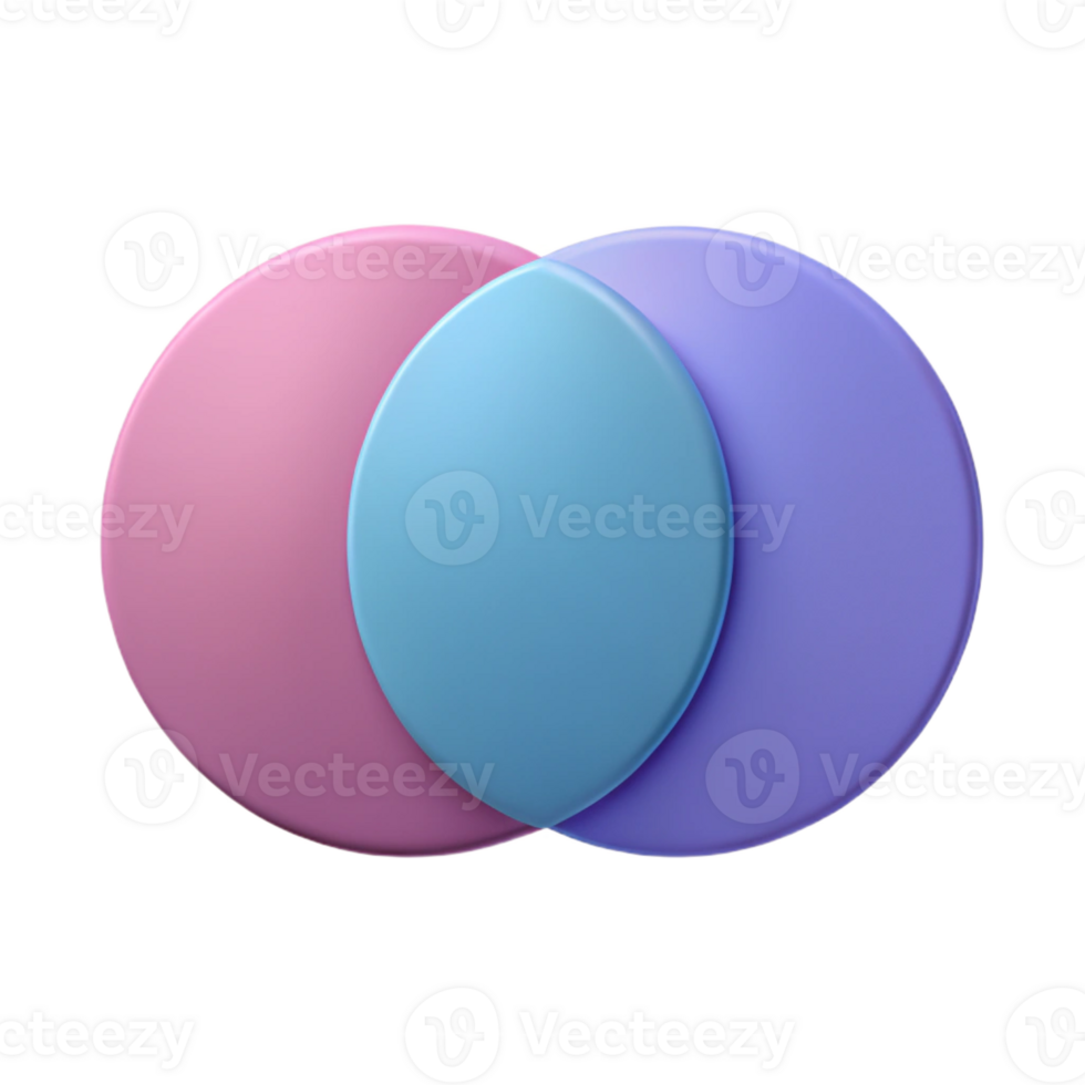 timeless impressionist Venn diagram with two overlapping circles. Minimal design, flat color with Scalable Design. impeccable png