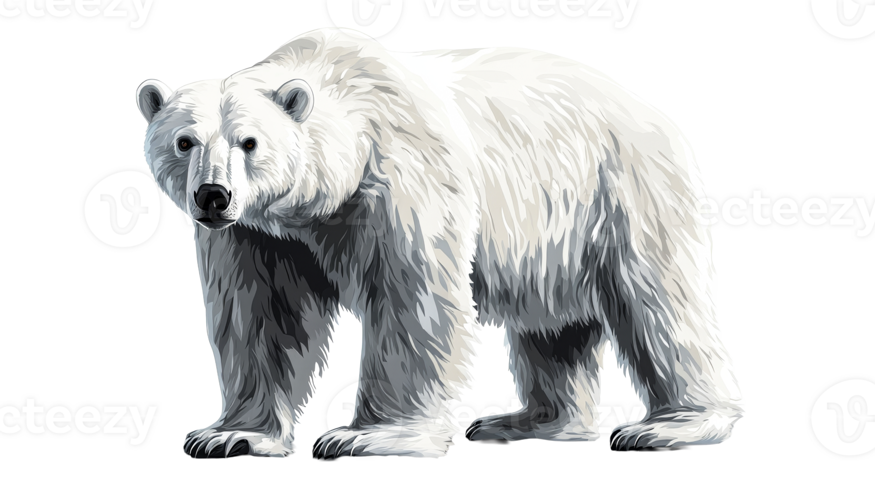 Polar bear standing and looking with curiosity png