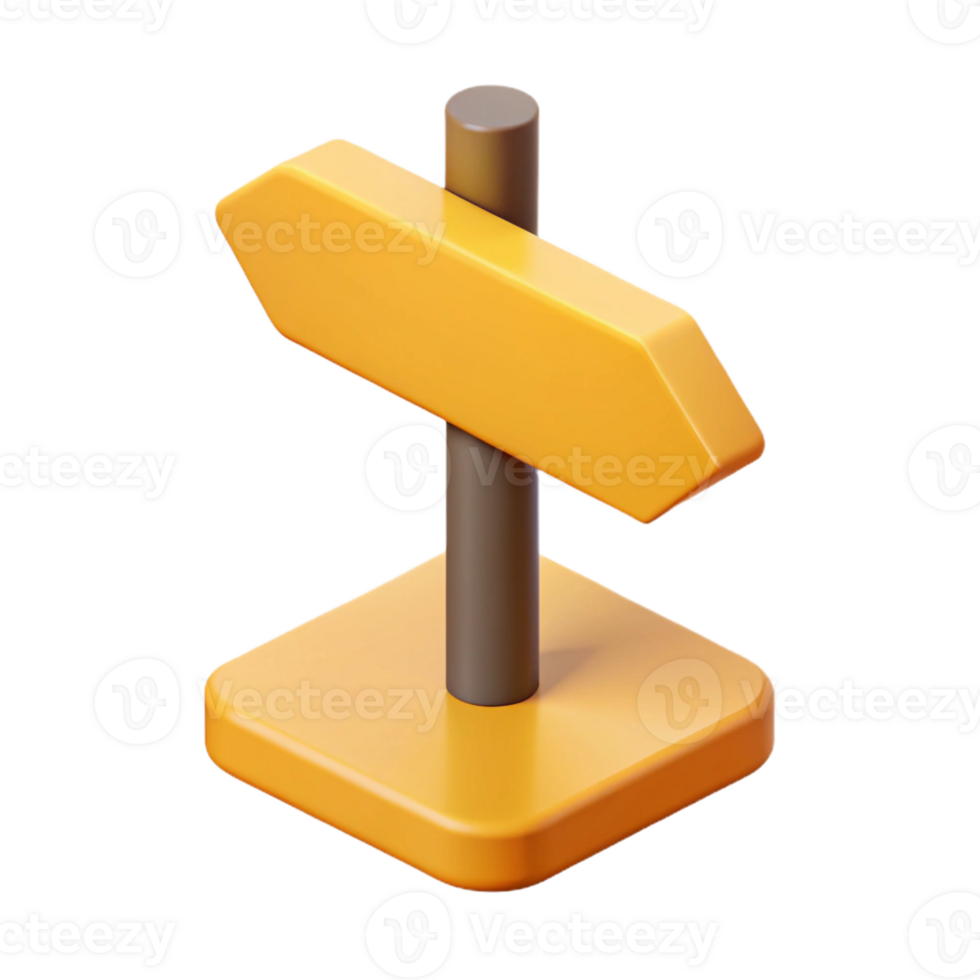 playful serene Flat color isometric signpost, crisp edges, yellow with Scalable Design. premium png