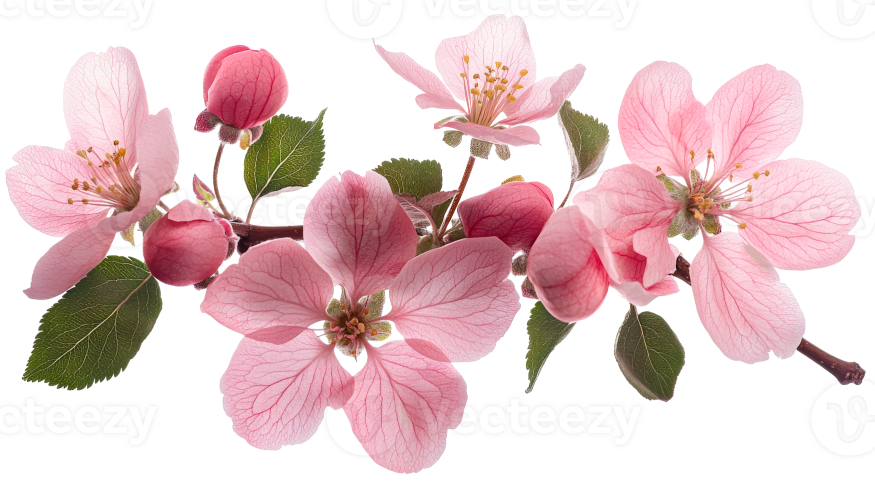 Beautiful pink blossoms on a branch in springtime png