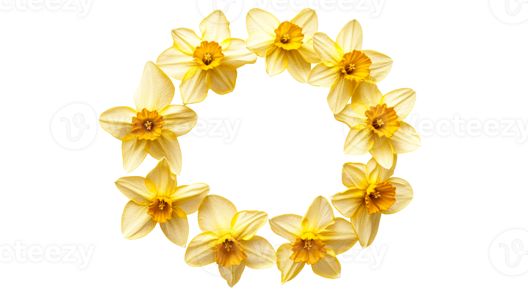 Yellow daffodil floral wreath png
