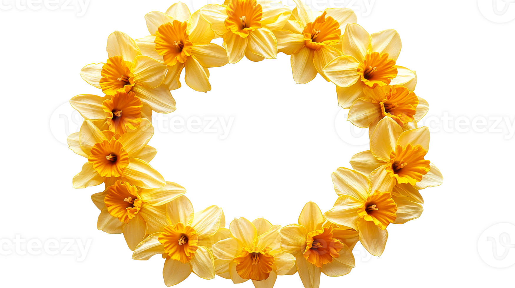 Yellow daffodil wreath for spring png