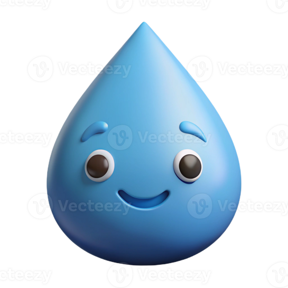 peaceful fascinating Raindrop character with a smiling face. Crisp edges, flat color, symmetrical with Scalable Design. handcrafted png