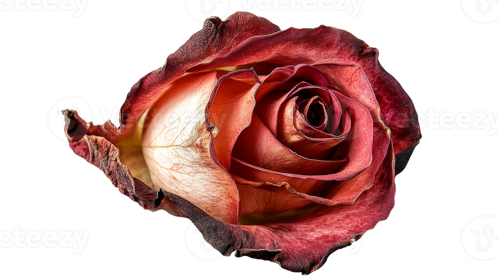 Red rose with subtle fading and rich colors png