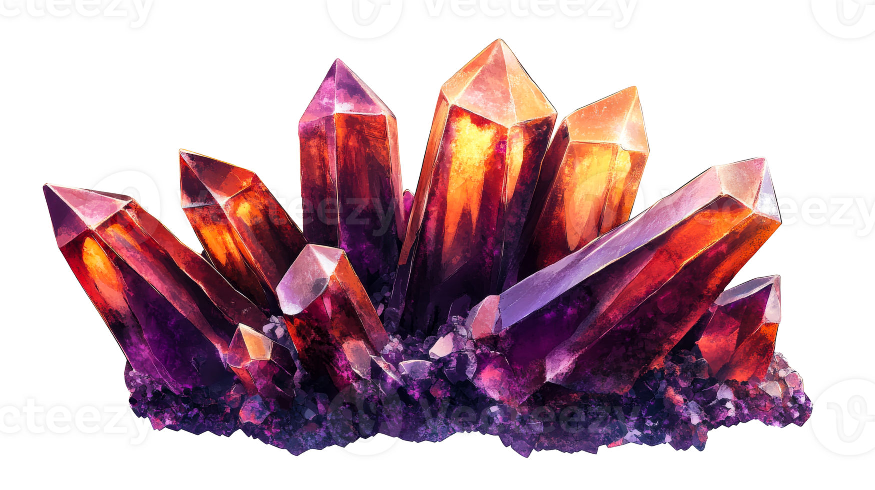 Colorful clusters of crystals with sharp points png