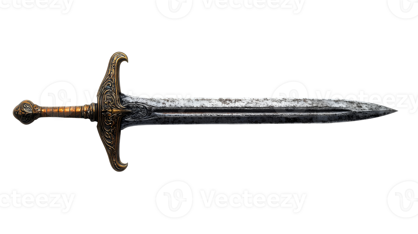Engraved medieval sword design png