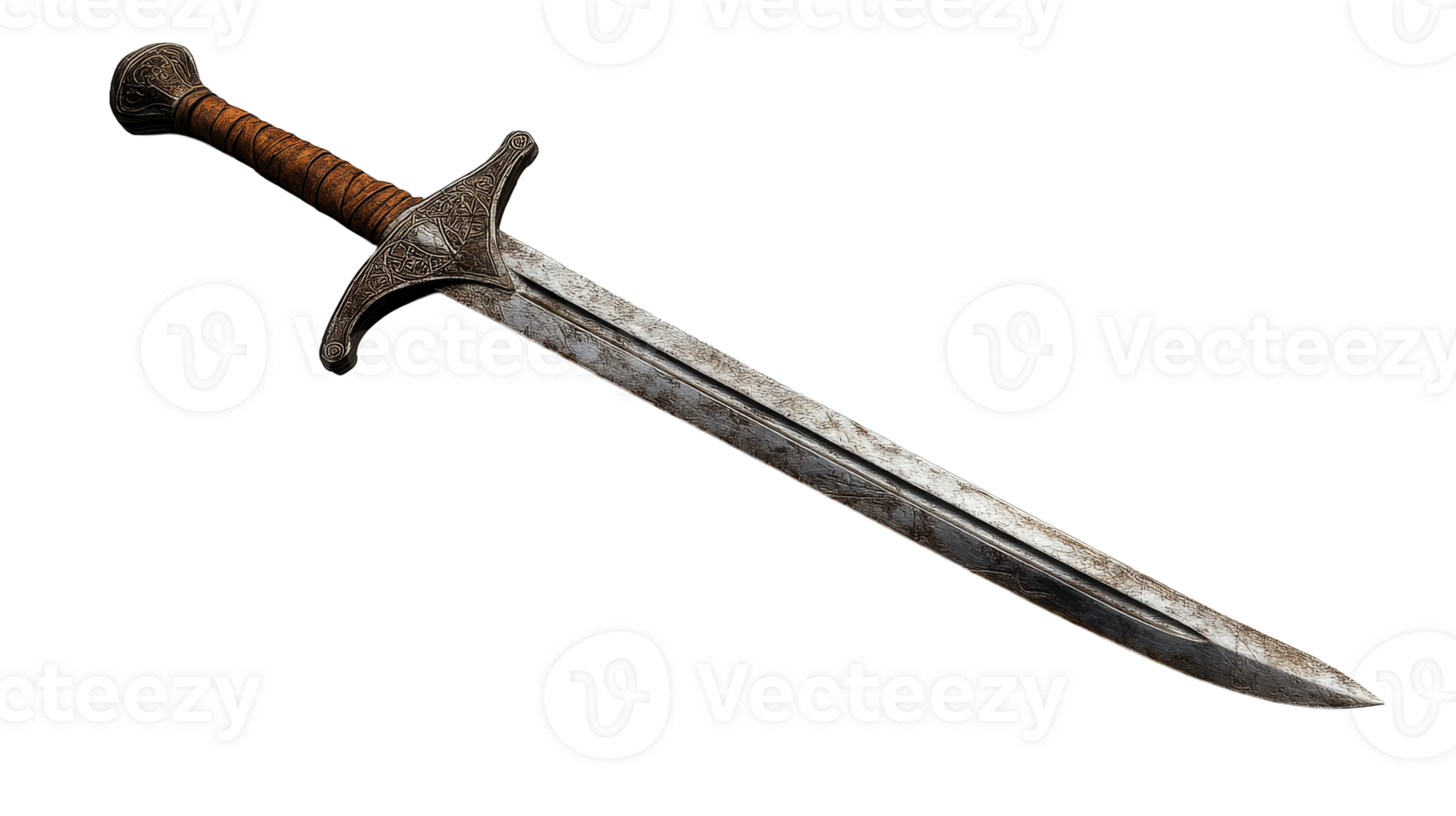 Intricately designed ancient sword png