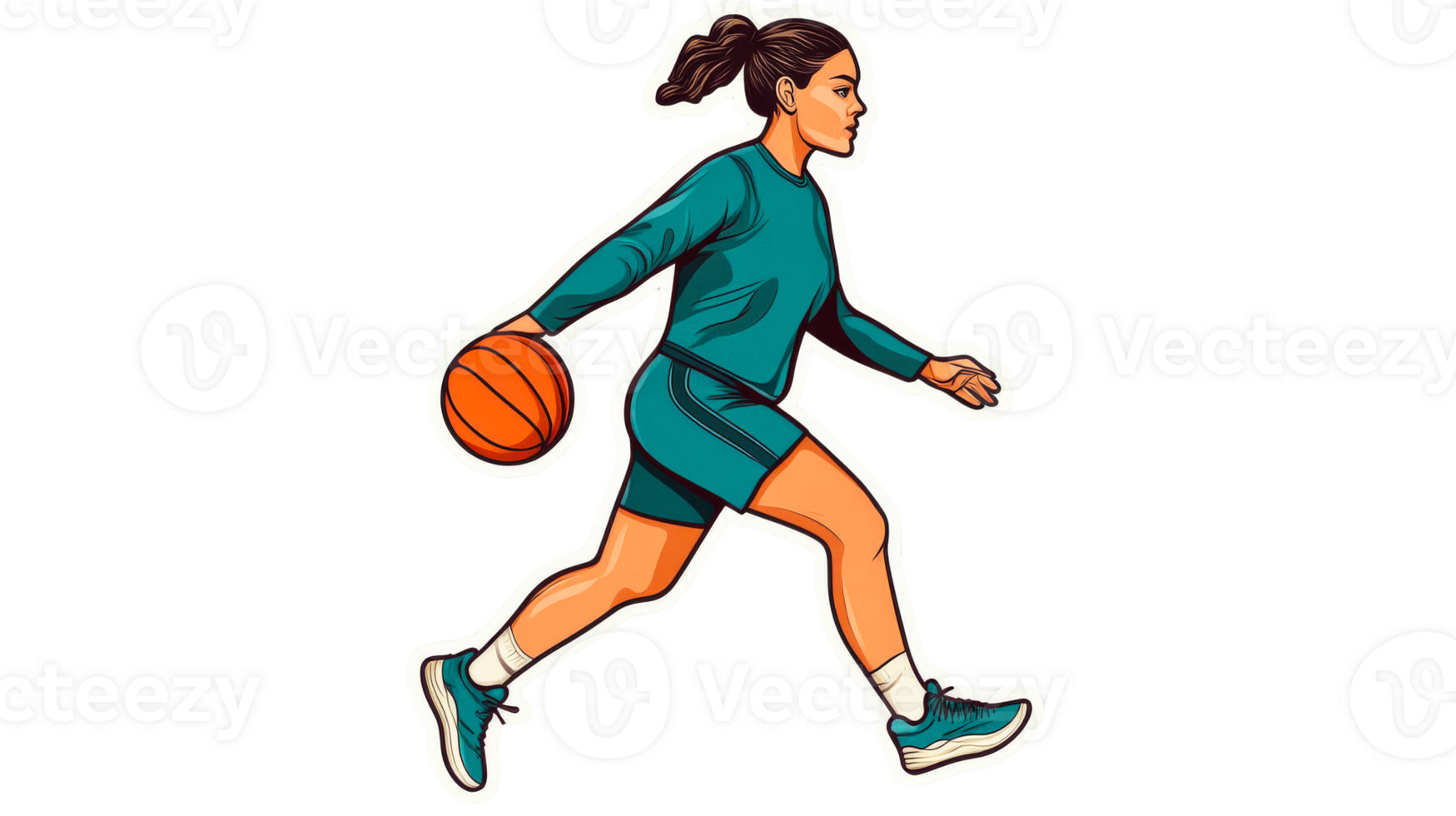 Basketball player dribbling on the court png