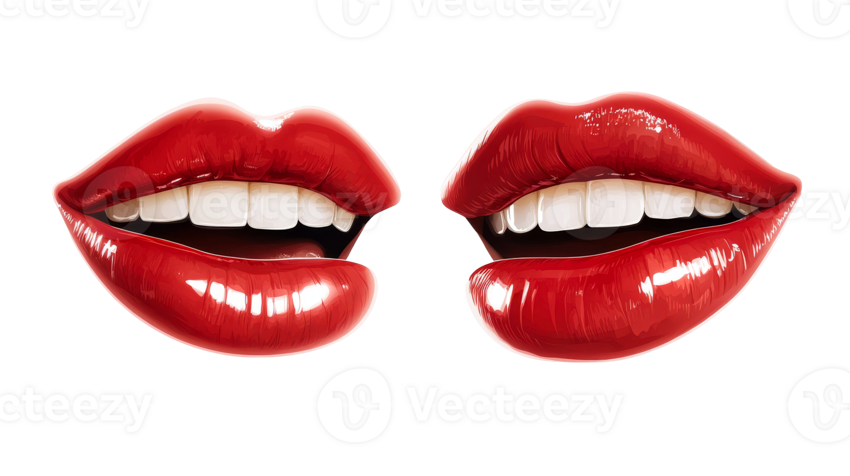 Vibrant red lips with a confident smile in view png