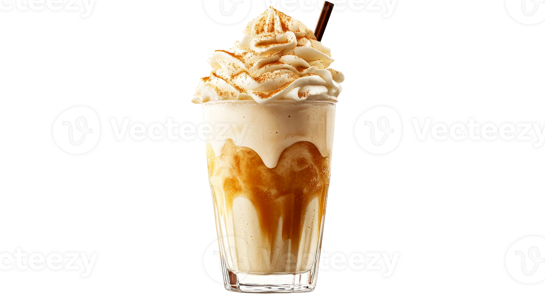 Frosty dessert with caramel and cream png