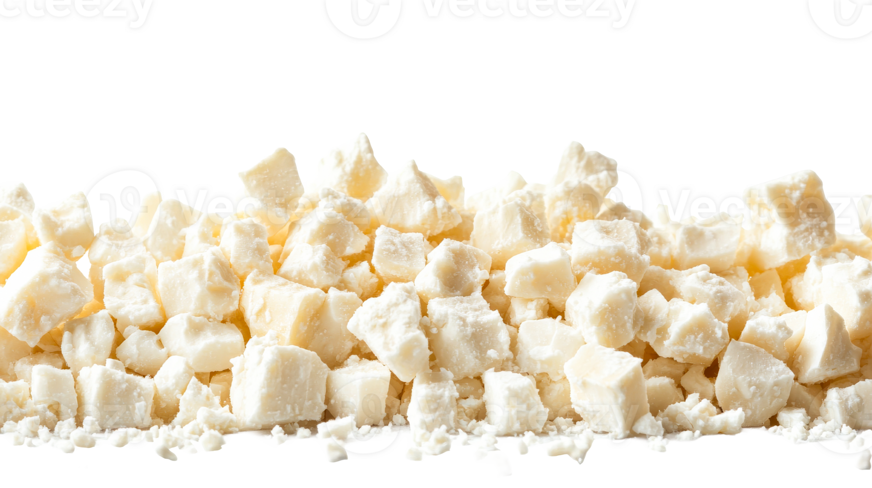 Cubes of fresh cheese on a white background png