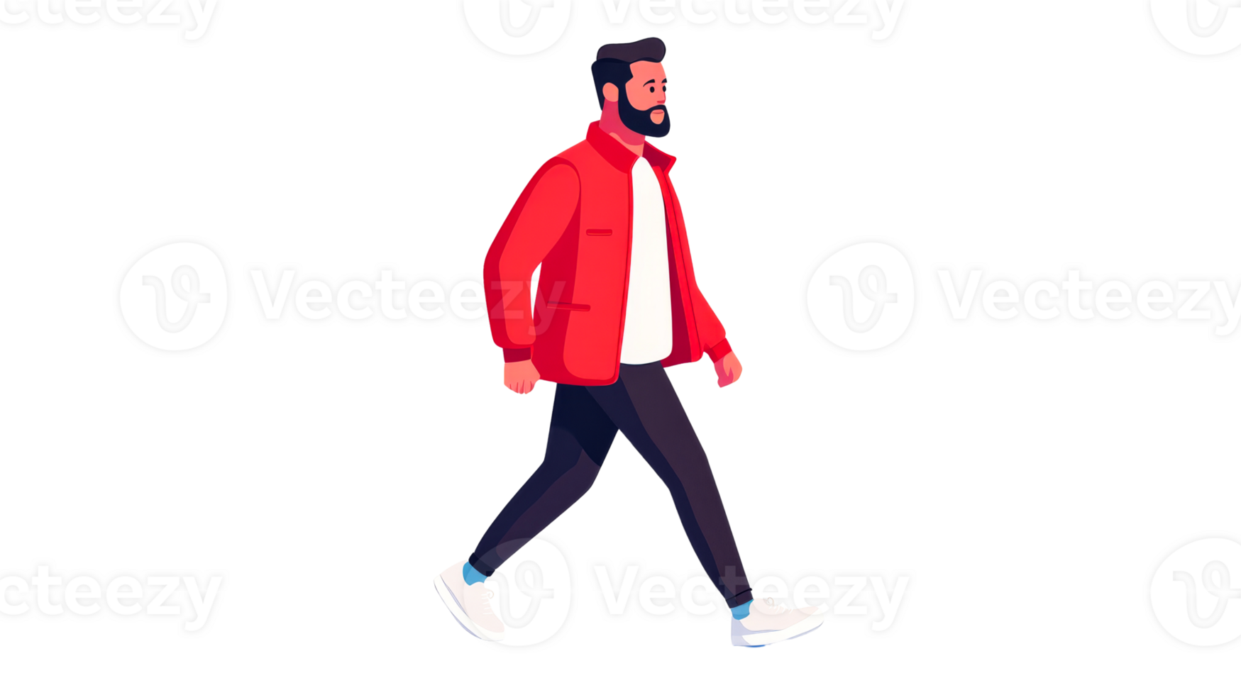 Man walking in a casual outfit on a clear day png