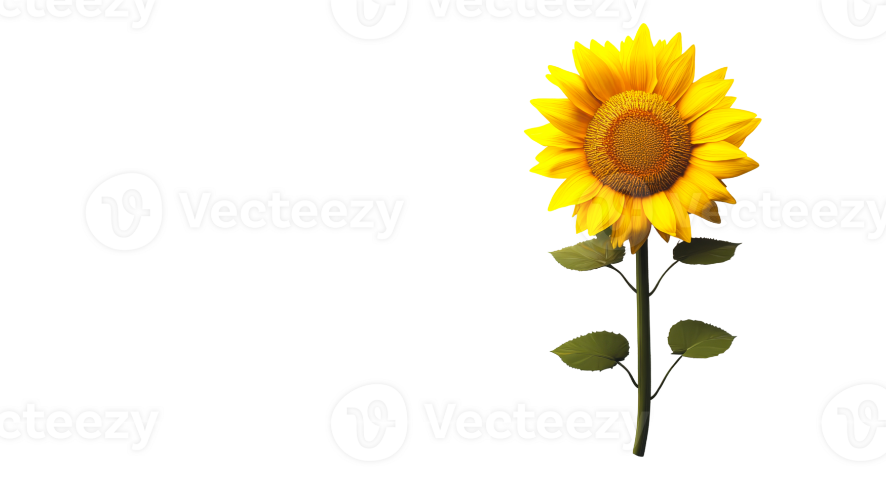 Sunflower blooming on white png