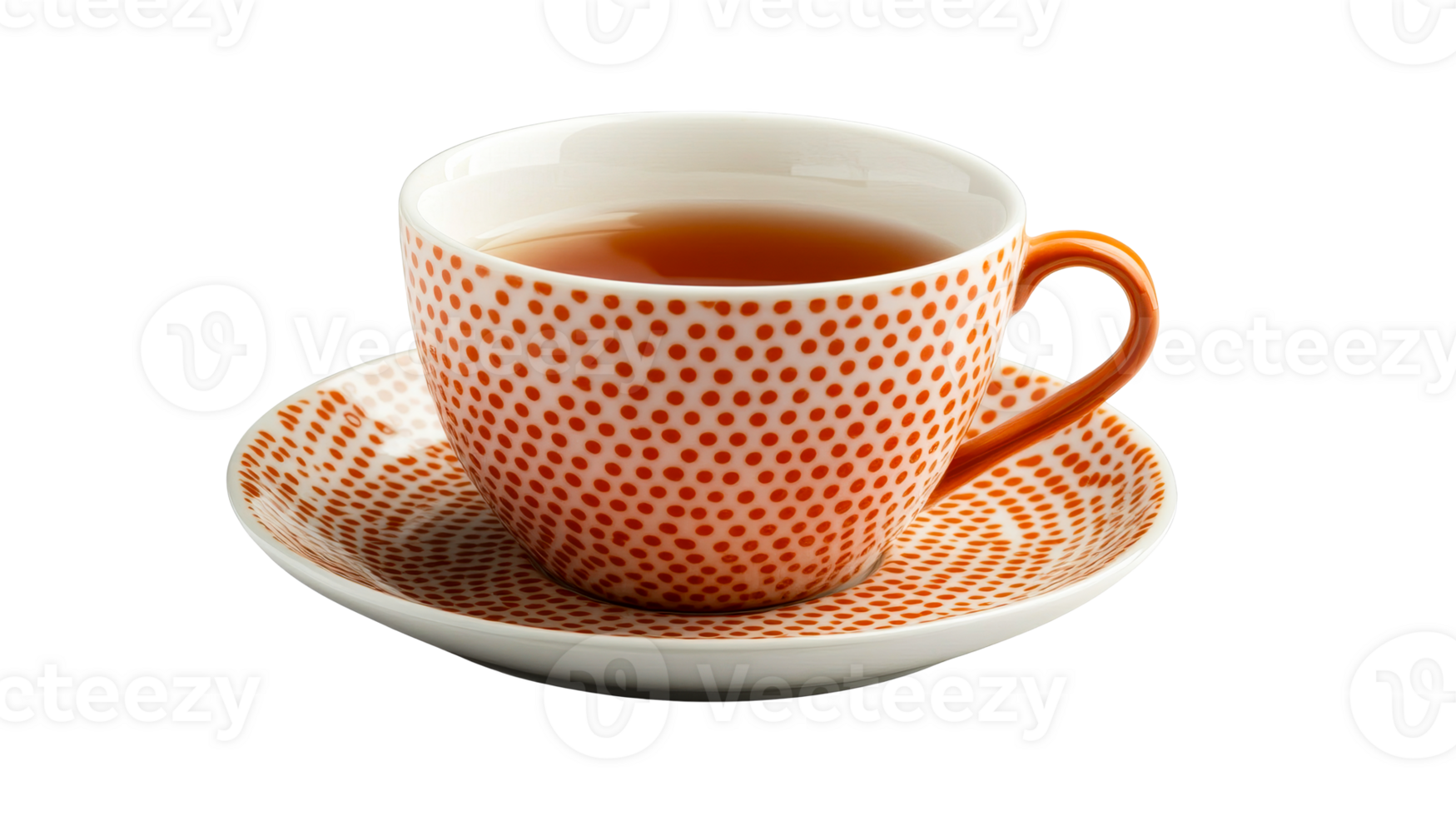 Warm tea in a colorful cup and saucer png