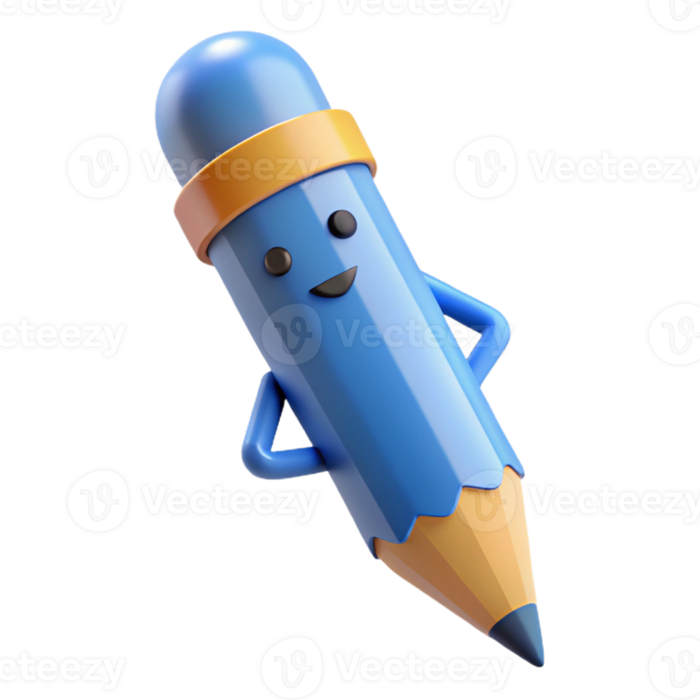 striking intense urban Simple pencil character with a pointed tip. Flat color, crisp edges, with Scalable Design. high quality png