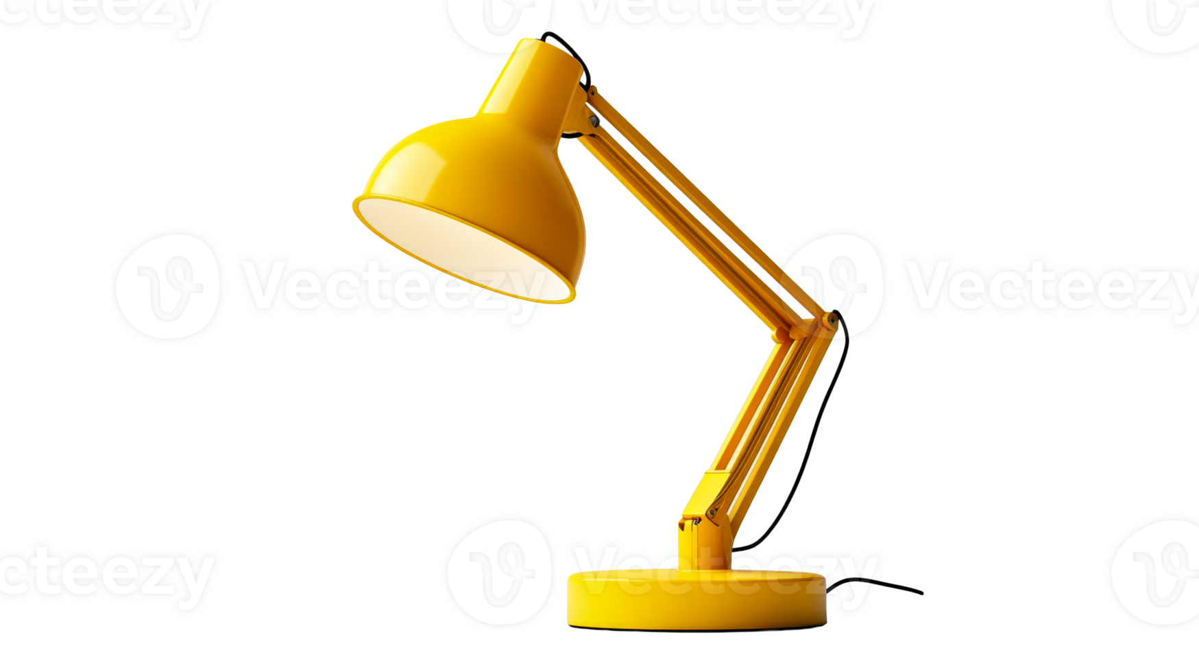 Bright yellow desk lamp with adjustable arm design png