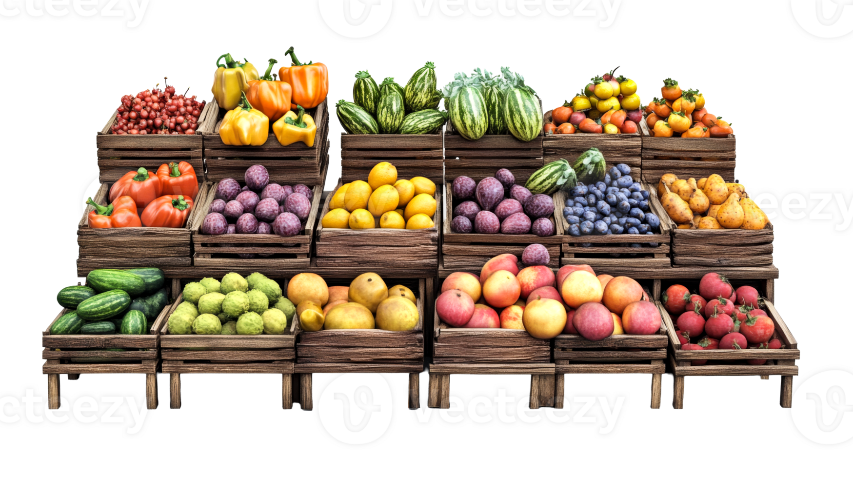 Colorful fruit and vegetable display at market png