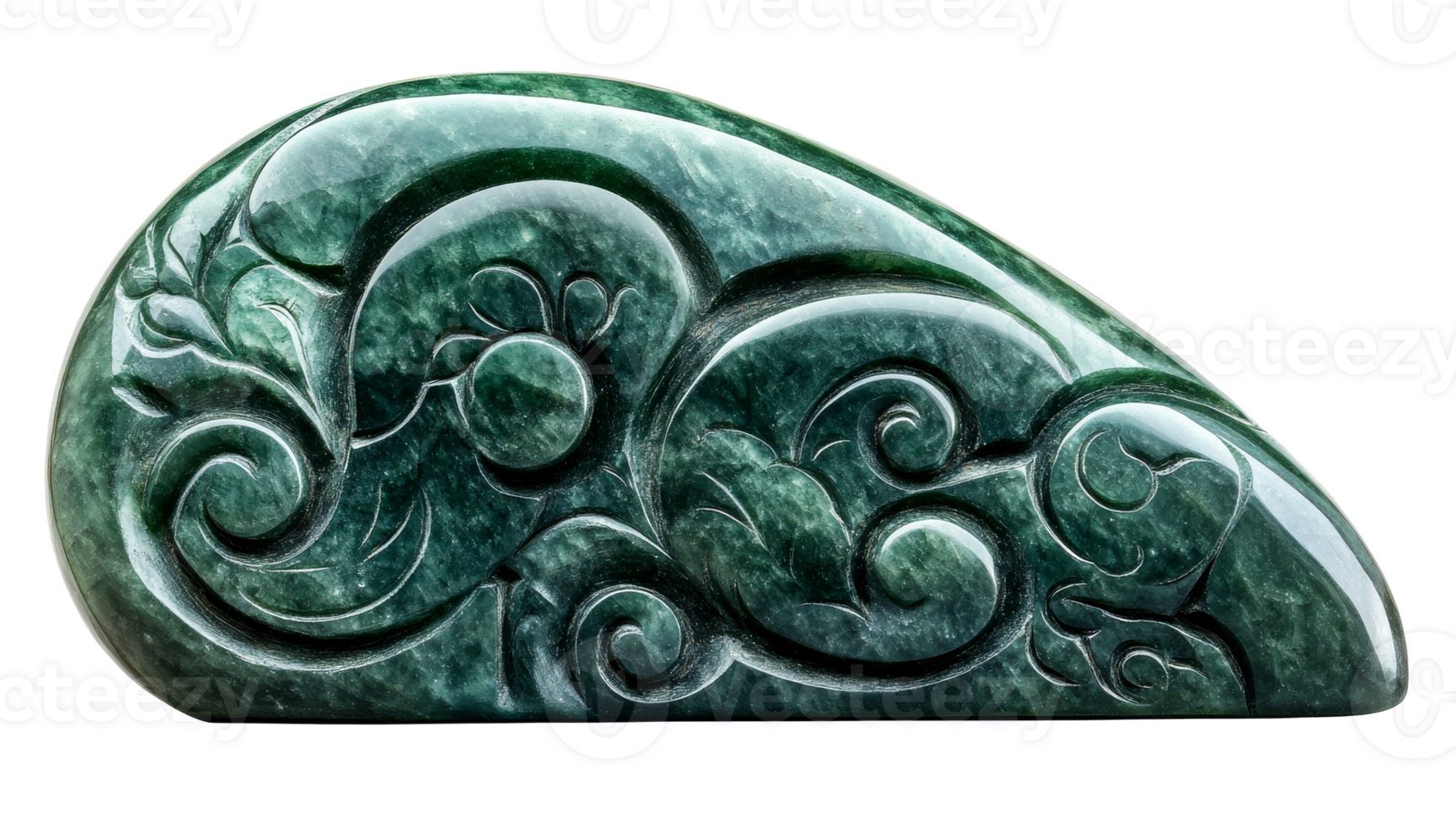 Carved green stone sculpture with intricate design png