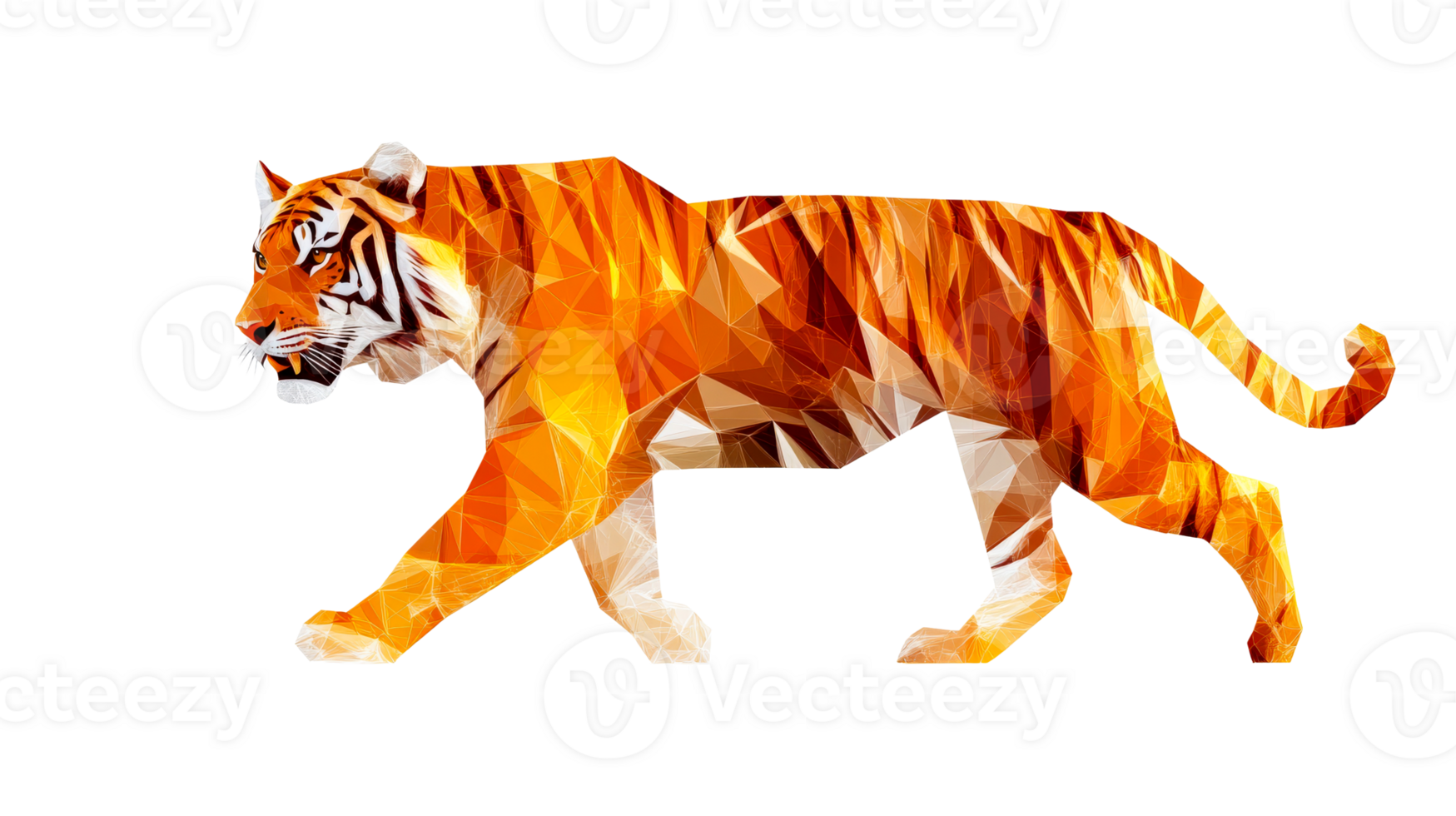 Geometric design of a transparent tiger png