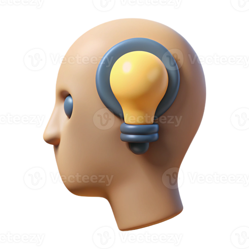passionate picturesque Human head silhouette with a lightbulb inside. Minimal design, flat color, single-weight stroke with Scalable Design. precision png