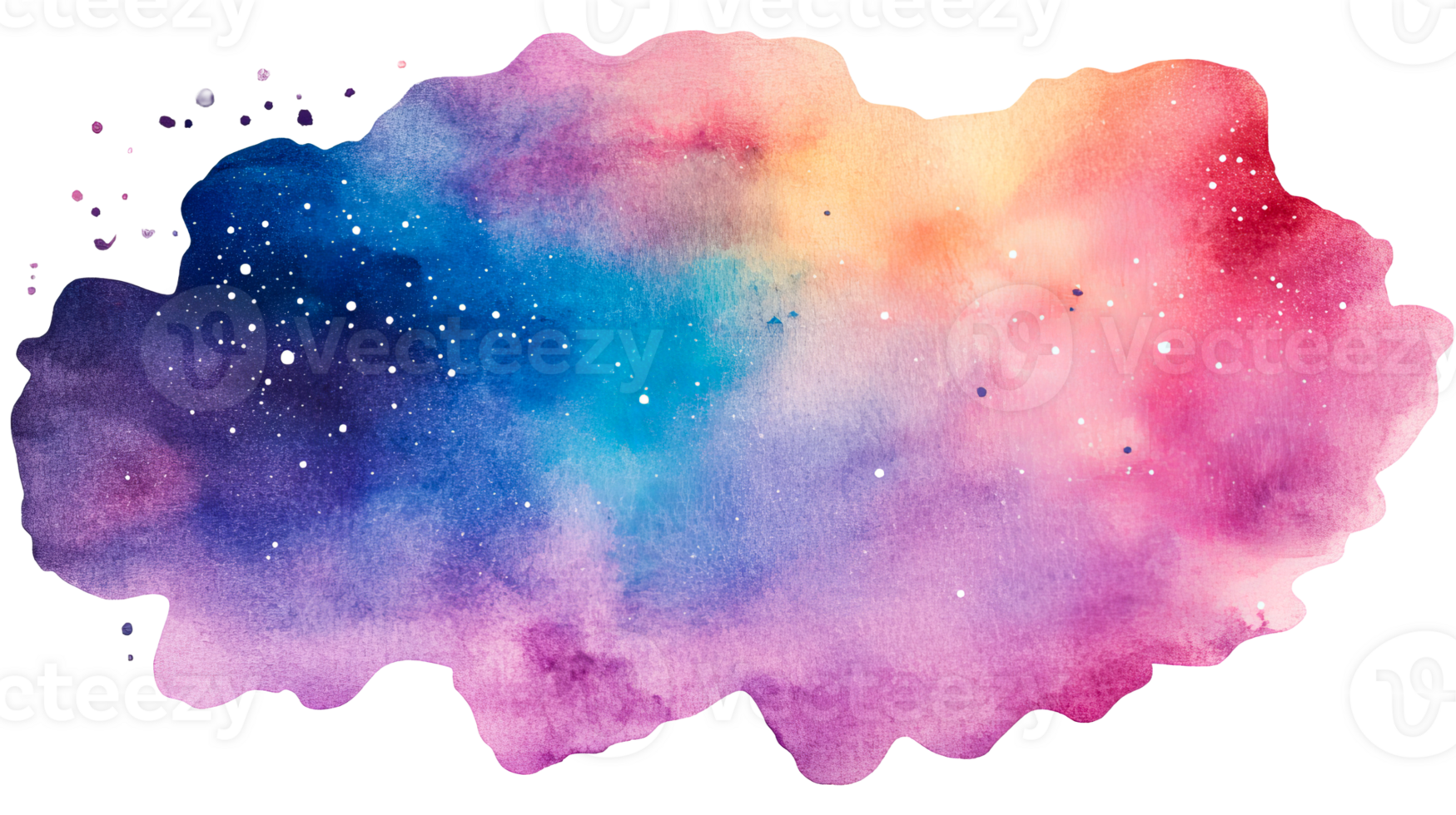 Colorful watercolor galaxy illustration with stars png
