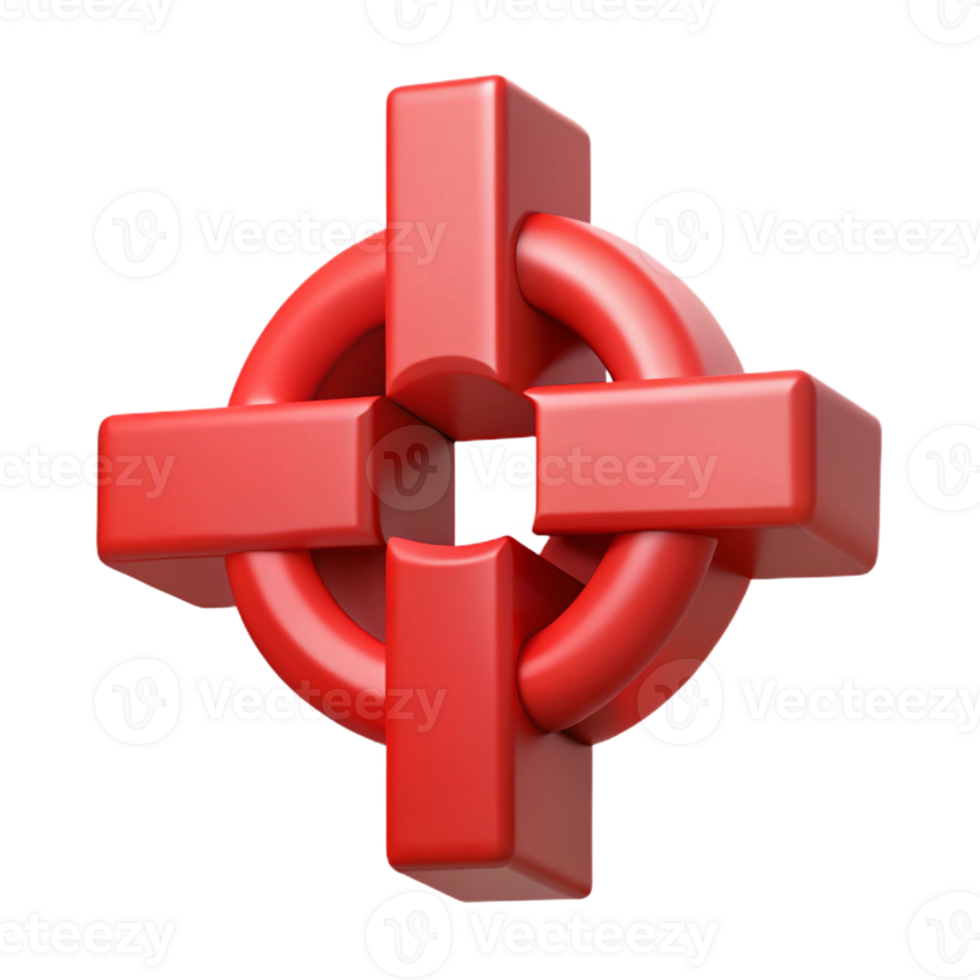 mesmerizing rare Geometric cross with a circle inside. Flat red color and clean lines with Scalable Design. png