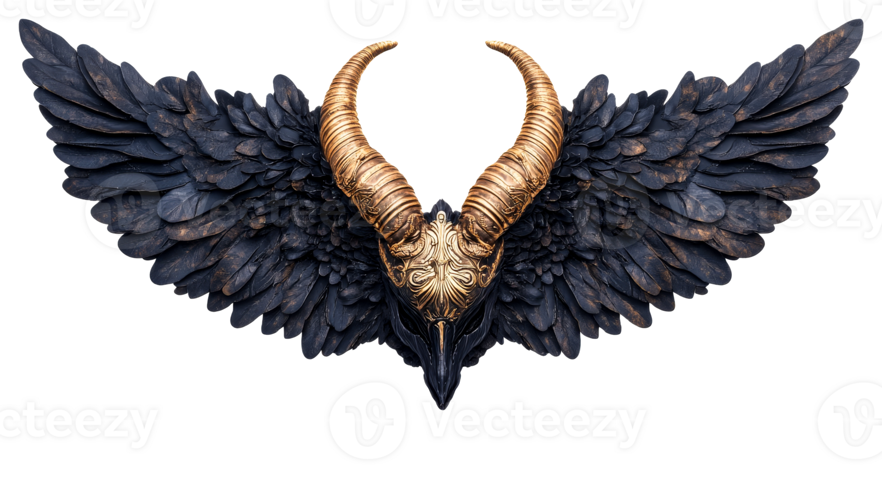 Black and gold winged ram sculpture png