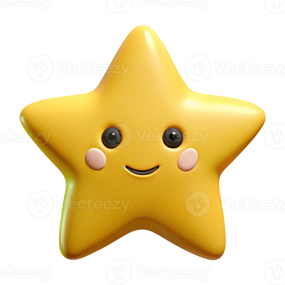 striking notable Five-pointed star with a friendly face. Symmetrical, clean lines, with Scalable Design. png