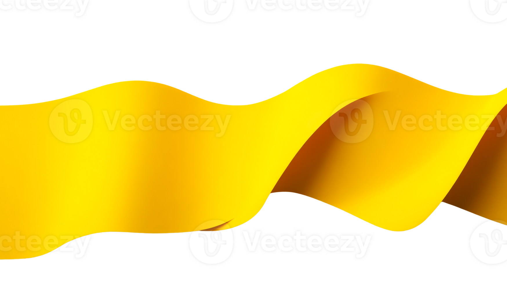 Bright yellow ribbon flowing gracefully in design png