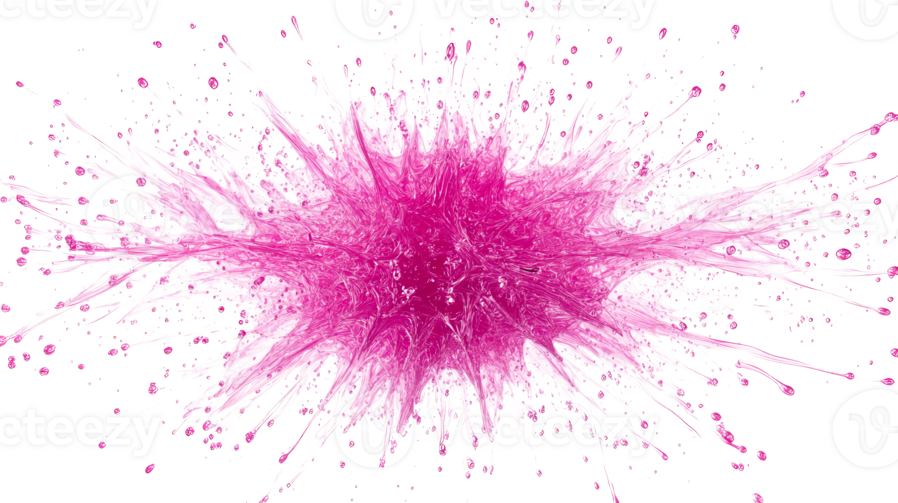 Splatter explosion of pink paint, cut out transparent png