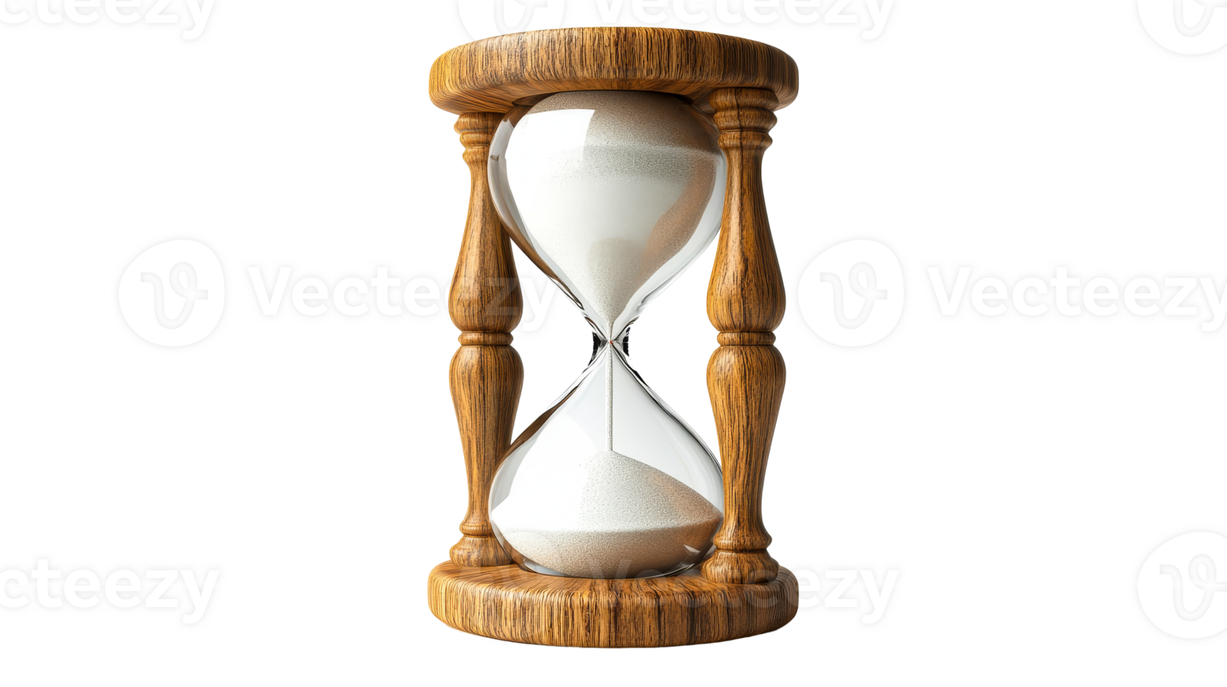 Hourglass with wood frame, cut out transparent png