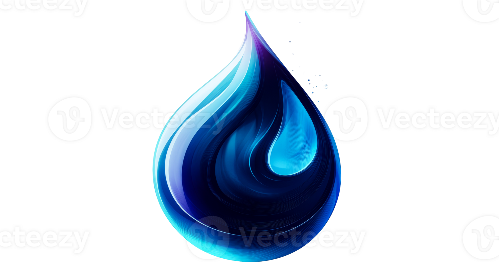 Abstract water drop on black, cut out transparent png