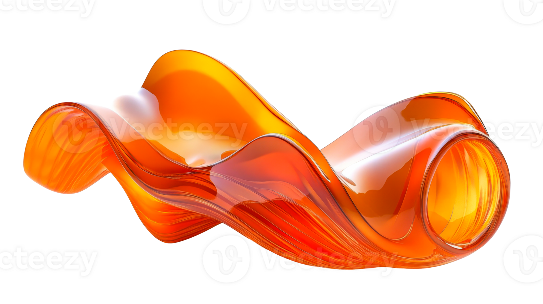 Orange wavy abstract design on clear bg png