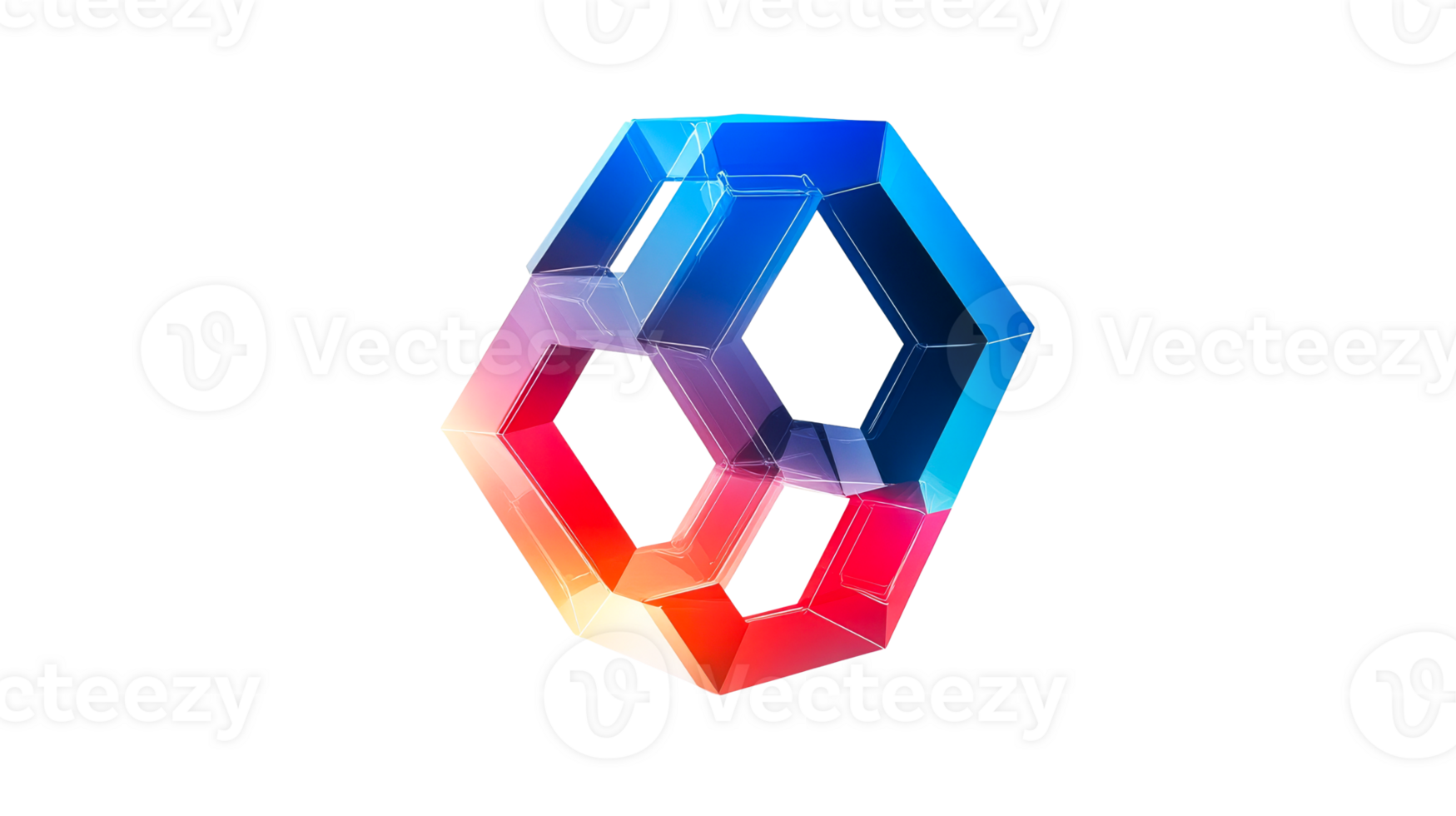 Vibrant geometric shape, transparent bg png