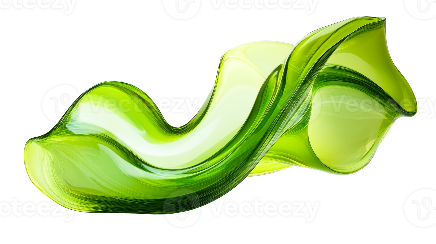Abstract green wave sculpture png
